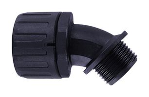 HELLERMANNTYTON 166-90331 Conector Conduit, HelaGuard, A Presión, 45 Grados, 1/2 ", Nylon 6.6 (Poliamida 6.6), Negro, 58 mm