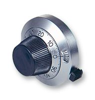 VISHAY 21A11B10 Counting Dial, Metal Scale, 15 Turns, 6.35 mm, Satin Chrome